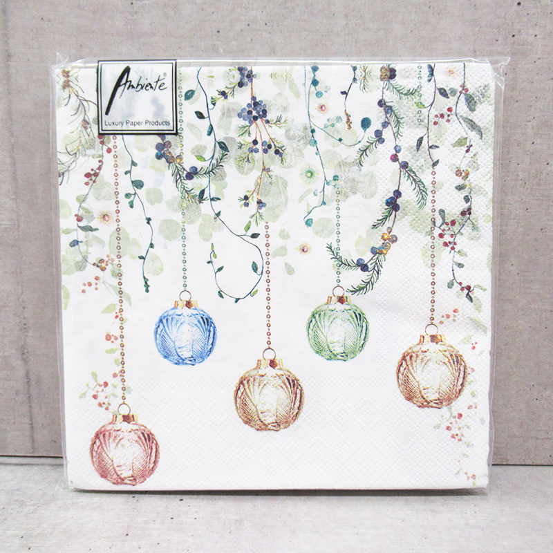 Ambiente クリスマスペーパーナプキン  Floral Christmas white